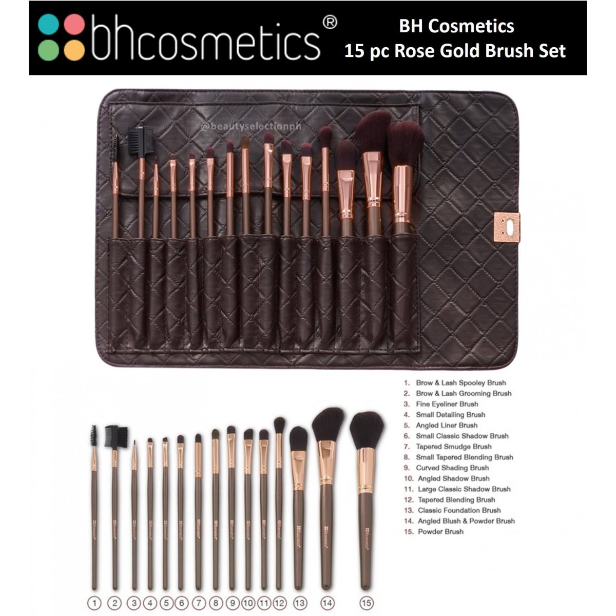 BH Cosmetics 15-pc Rose Gold Brush Set